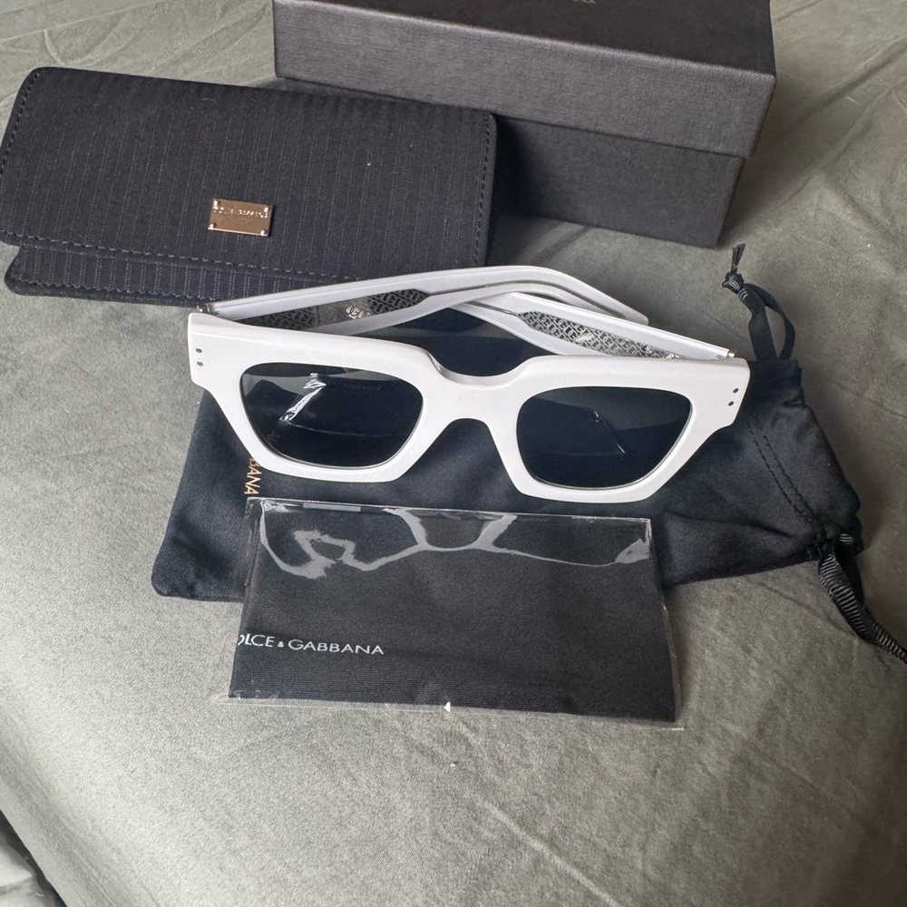 Dolce & Gabbana White Frame Sunglasses